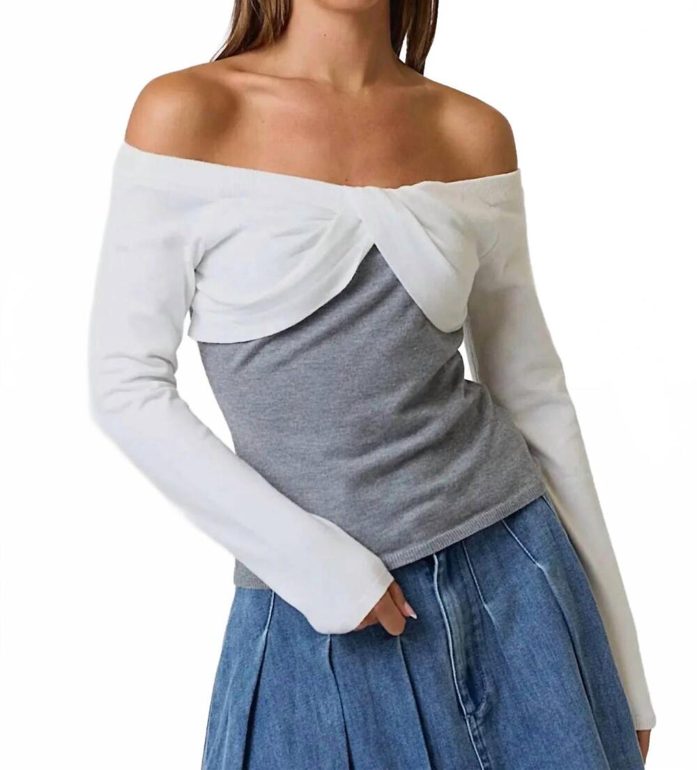 NEW BLUE BLUSH twisted front sweater in gray